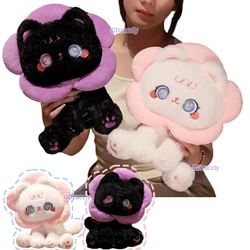 Flower Head Cat Plush Toy Stuffed Purple Black Dark Punk Style Kitten Plushies for Kids Birthday Christmas Gift for Kids