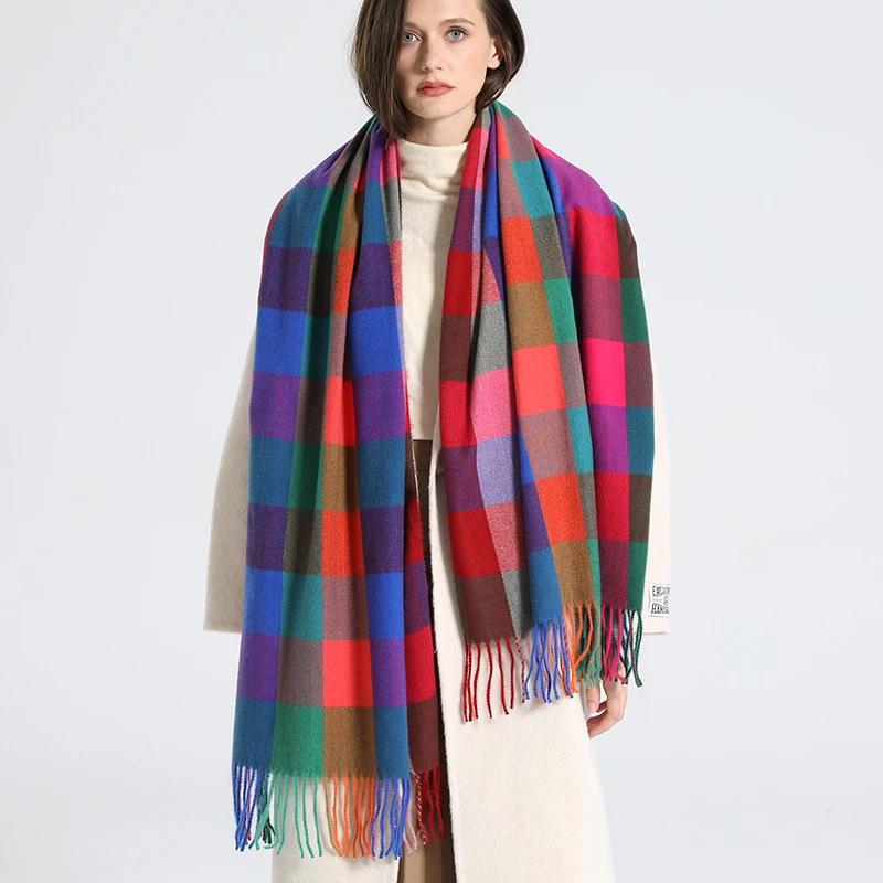Sciarpa scozzese di lusso Inverno caldo Cashmere Donna Lunga Pashmina Foulard Sciarpe femminili Lady Nappa Scialle Avvolge 2022 Design Nuovo  200000297