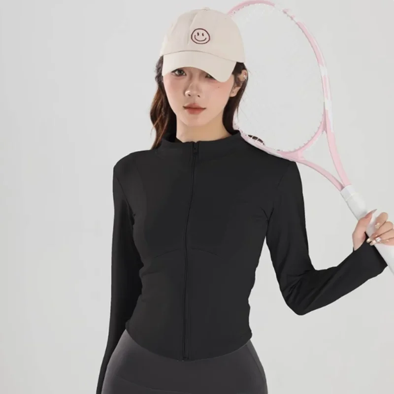 Yoga jacket women's spring and autumn breathable professional sports top running training suit long sleeved zipper fitness suit