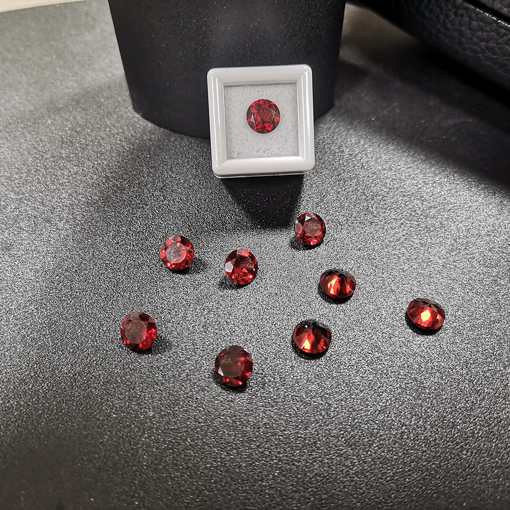 Loose gemstones HOYON Natural Stone Round Cut 6.5*6.5mm 1.2Ct Loose Gemstone Garnet For Ring Earring Jewelry Making Accessories