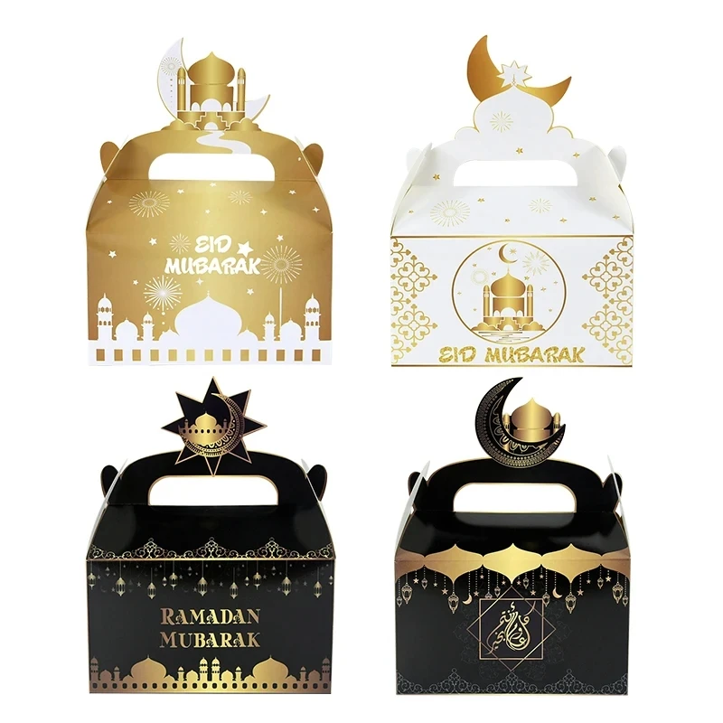 

4/8Pcs Eid Mubarak Cake Dessert Packaging Boxes Ramadan Candy Gift Box Islamic Muslims Festival Party Supplies Eid Al Adha Gifts