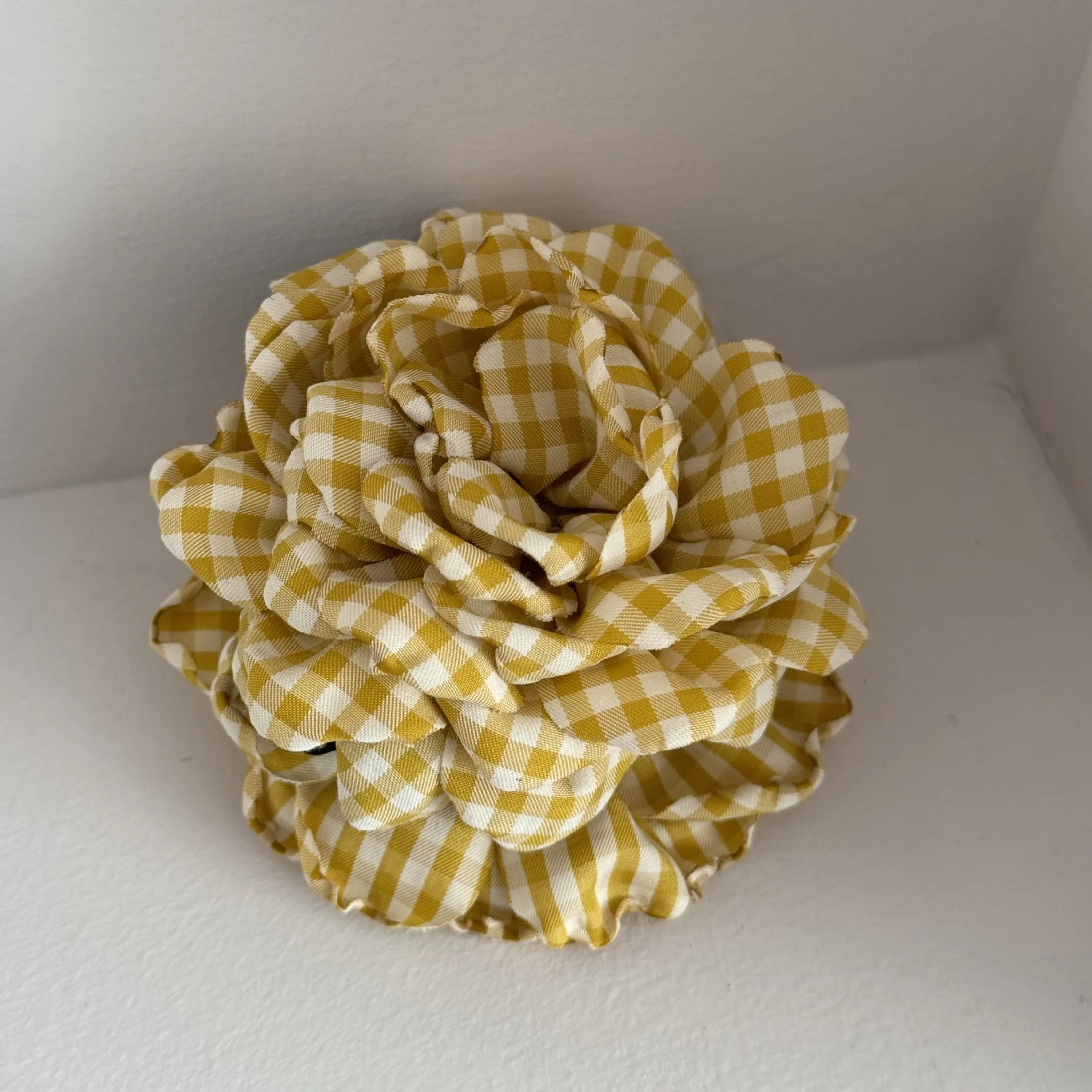 Korean Fashion Plaid Fabric Flower Hair Claw Clips for Women and Girls - Stylish Summer Hair Accessories