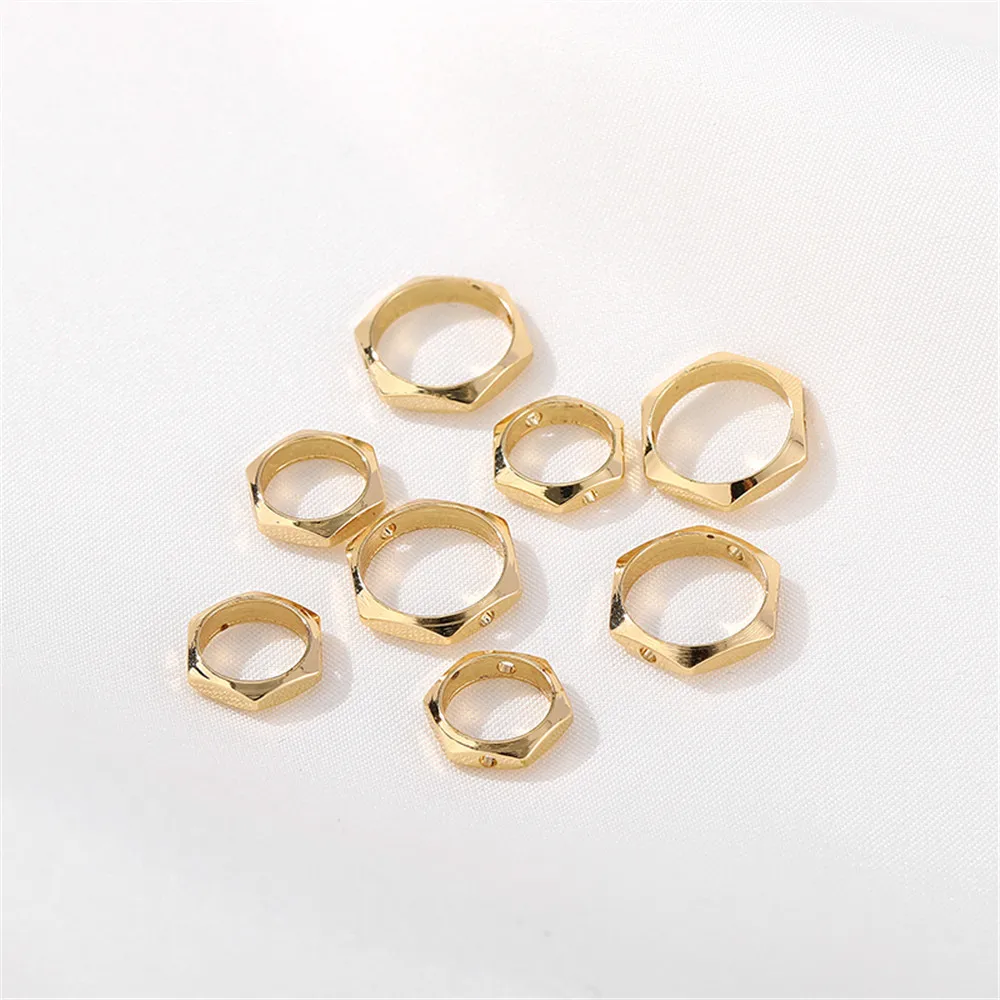 

1pcs 14K gold wrapped cut hexagonal bead loop DIY handmade bracelet necklace bead loop headpiece material accessories