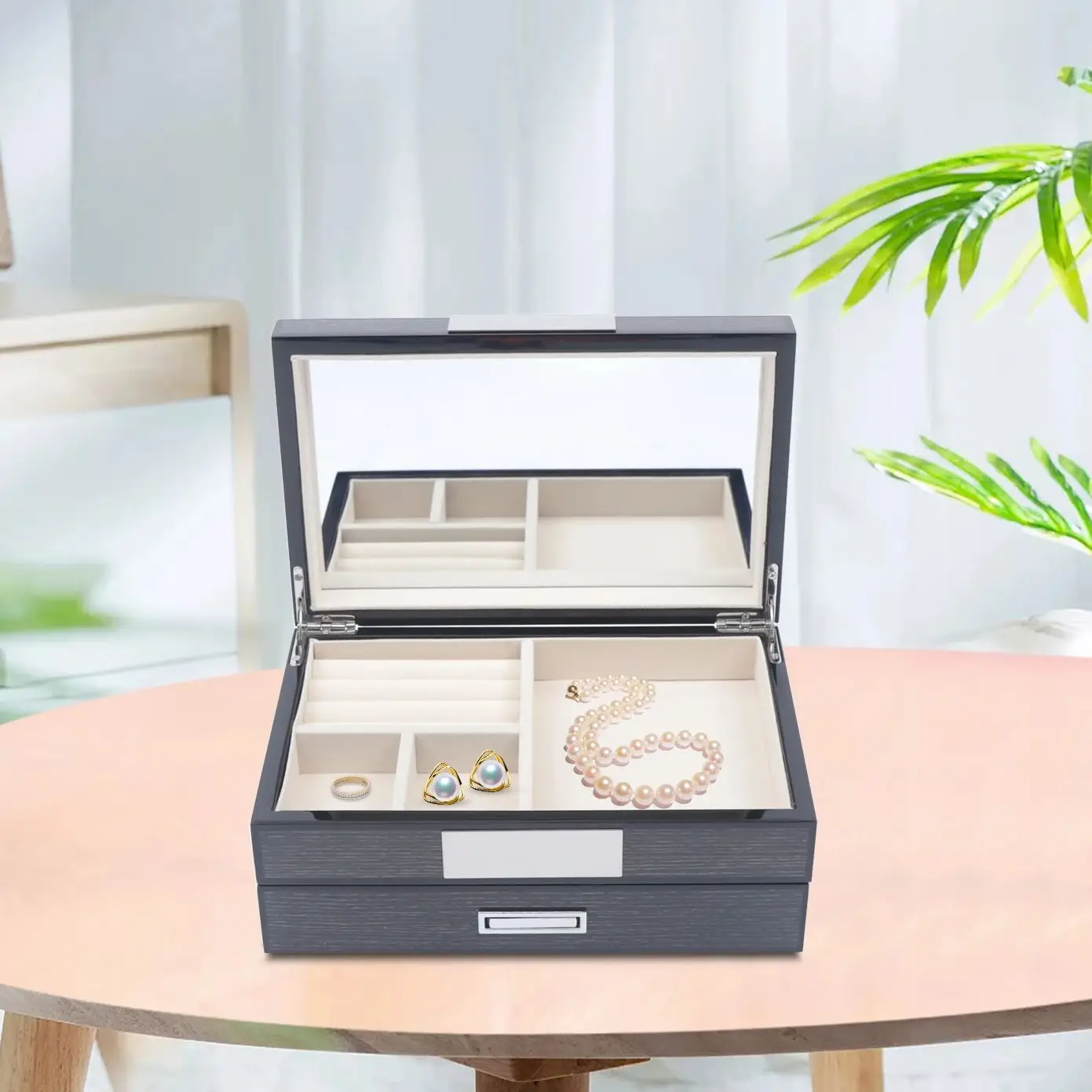 

Retro Wooden Jewellery Storage Organizer Box Sunglasses Ring Watches Drawer Case