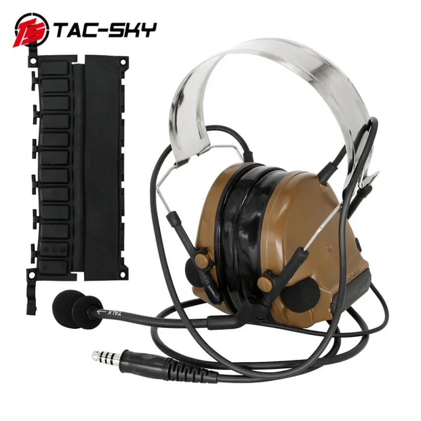 TS TAC-SKY Tactical Headset ComTac 3 Military Hearing Protection Airsoft Headset Noise Cancelling Pickup and U94 PTT for PELTO