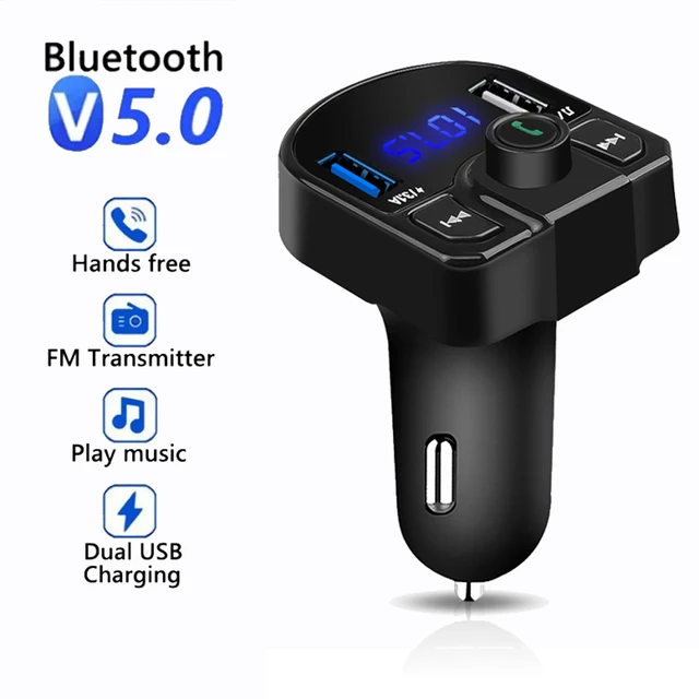 Caractère Bluetooth 5.0 FM Récepteur Bluetooth Lecteur Audio BLUETOOTH Kit  De Voiture Avec Des Ports USB À Double Ports USB Pour U Disk / Chargeur De