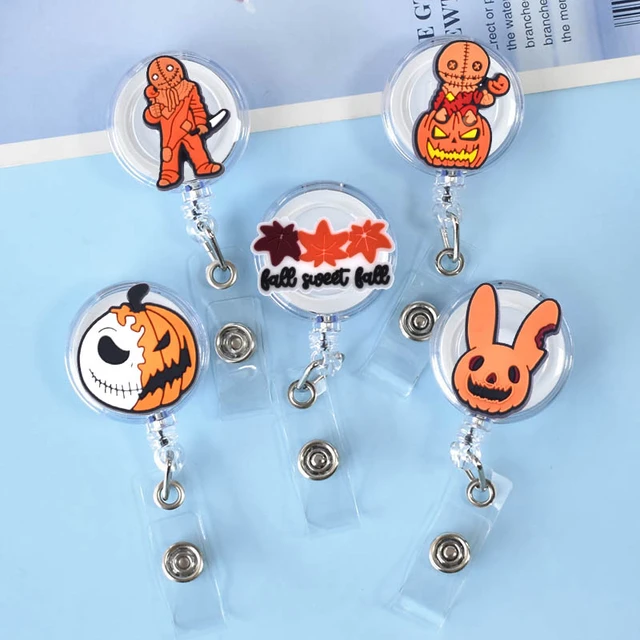 Cute Halloween Pumpkin Ghost Badge Reel Clip Retractable Doctor Nurse Name  Tag Badge Holder ID Card Holder Keychain - AliExpress