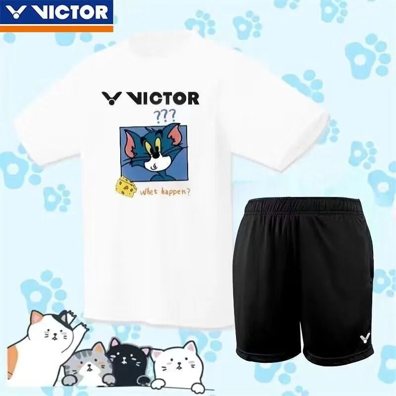 Victor Quick-drying Sportswear Set Men's and Women's Badminton Suit Set Casual Training Shirt badminton t shirt badminton set sports wear set