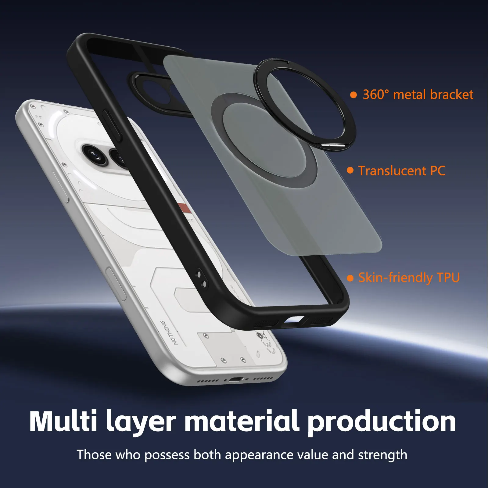 Enhanced Acrylic Frosted Magnetic 360 Stand Anti-Drop Phone Case