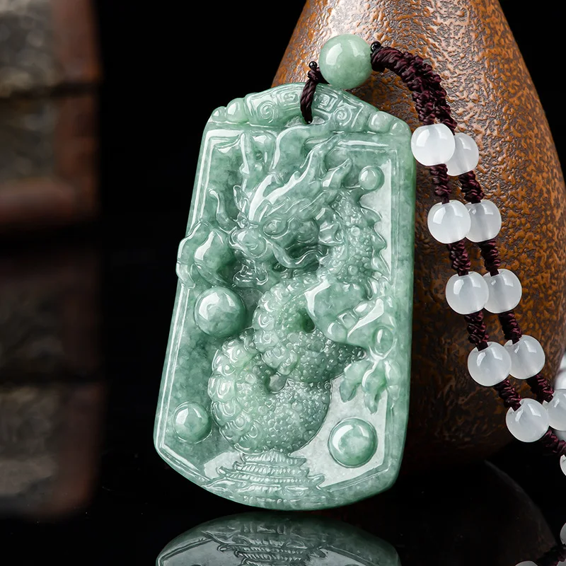 

Mai Chuang/Hand Carved/Jade Zodiac Dragon DragonBrand/Emerald Necklace Pendant Fashion Elegant Jewelry Men and Women Couple Gift