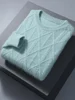 100% Mink Cashmere Autumn Winter Men O-Neck Sweater Cable Knitting Thick Pullover High Quality Smart Casual Cashmere Knitwear 1