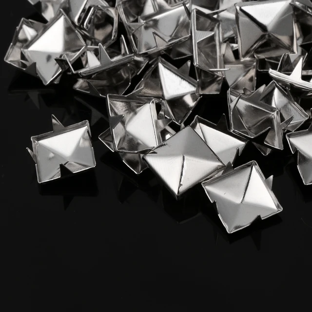 100 Rivetti Quadrati 4 Artigli In Argento 10mm - Per Pelletteria, Scarpe, Borse E Abbigliamento - Foto 4