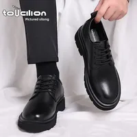 Men's Soft Leather Breathable Casual Shoes Spring Autumn Season Comfortable PU Sole Business Formal Flats Adult Footwear