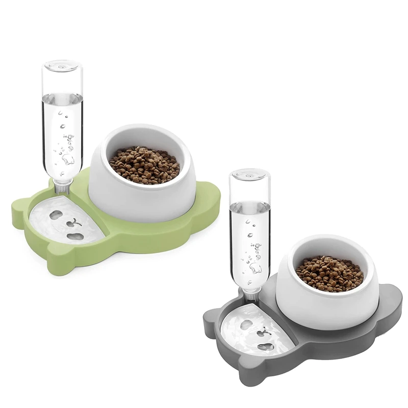 Tilted Cat Food And Water Bowl Set Raised Ceramic Cat Bowl With