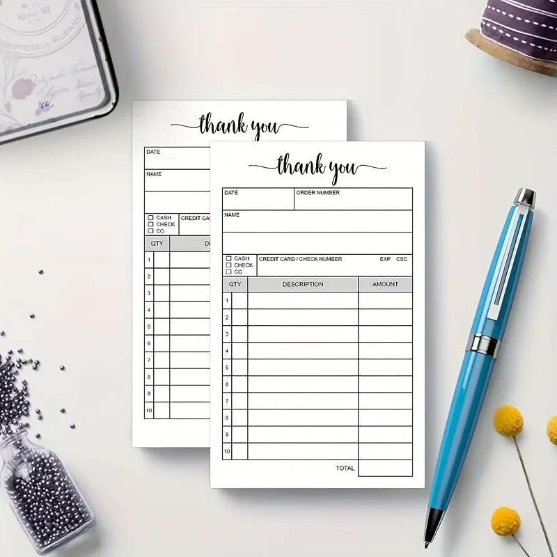 2 Packs 50-Set Receipt Pad, Carbon Duplicate Copy Sales Receipt Form Invoice Booklet Stores Warehouses Offices Restaurants 3 4x5 5 Handheld 2 Part Car - View #6