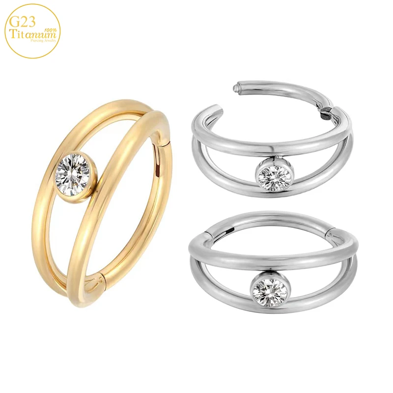 

16G Septum Piercing Nose Rings G23 Titanium Earring Zircon Clicker Hoop Ear Cartilage Tragus Helix Piercing Women Body Jewelry