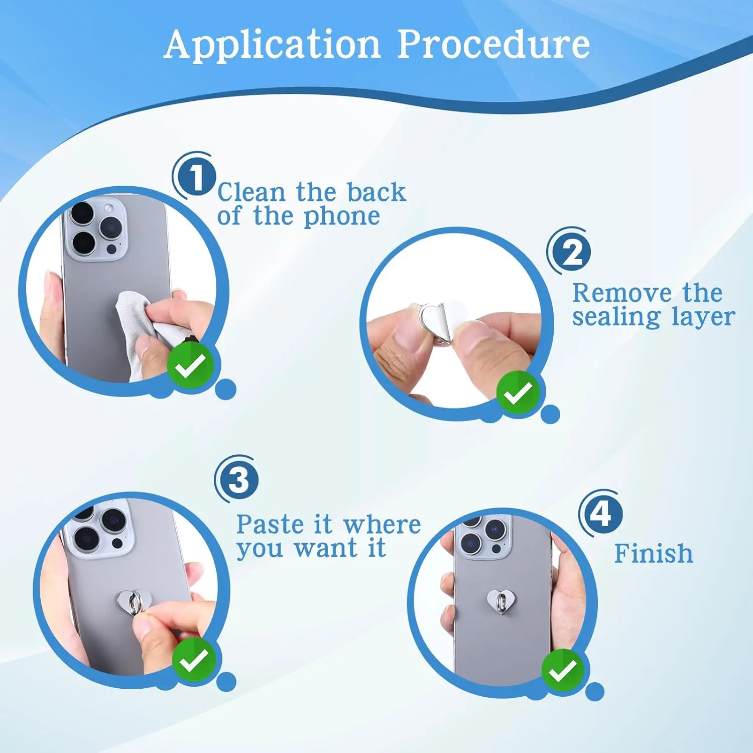 Adhesive Metal Heart Phone Charm Holder Mobile Phone Case Finger Ring Stand Hooks Buckle Charms Clasp DIY Accessories String