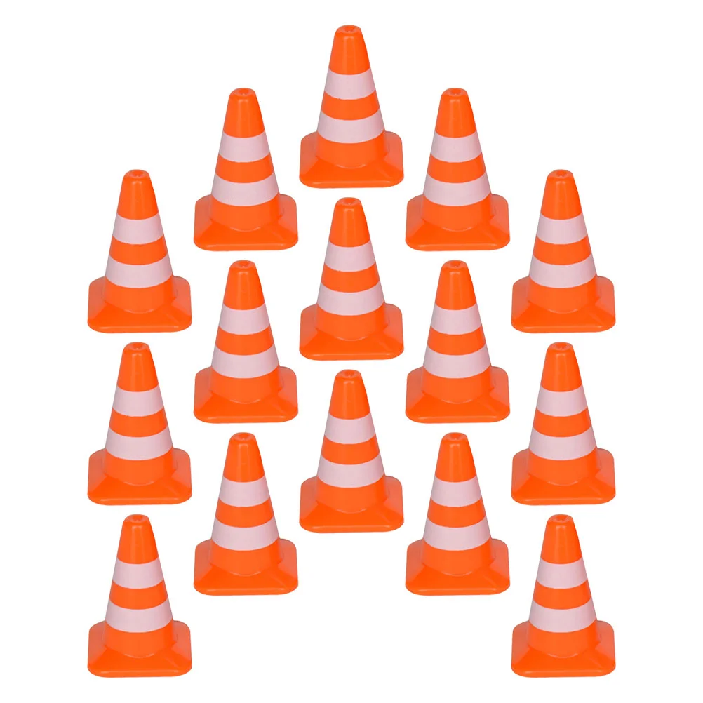 21pcs miniature road cone tiny safety traffic cone traffic sign toys cake topper teaching aids road cones red roadblock model