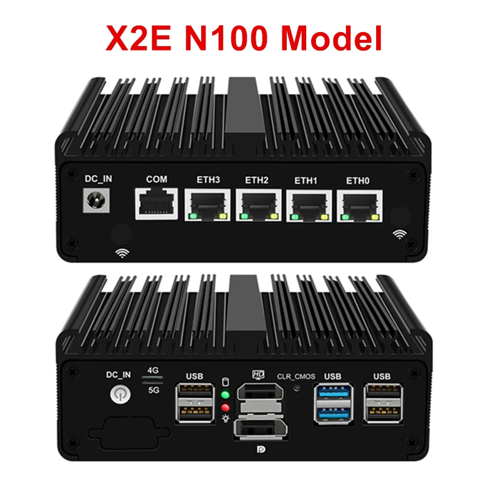 2024 pfSense Firewall Soft Router N100 N5105 N4000 4xIntel i226 2.5G LAN 2xDDR4 NVMe Fanless Mini PC HDMI2.0 DP AES-NI OPNsense 3