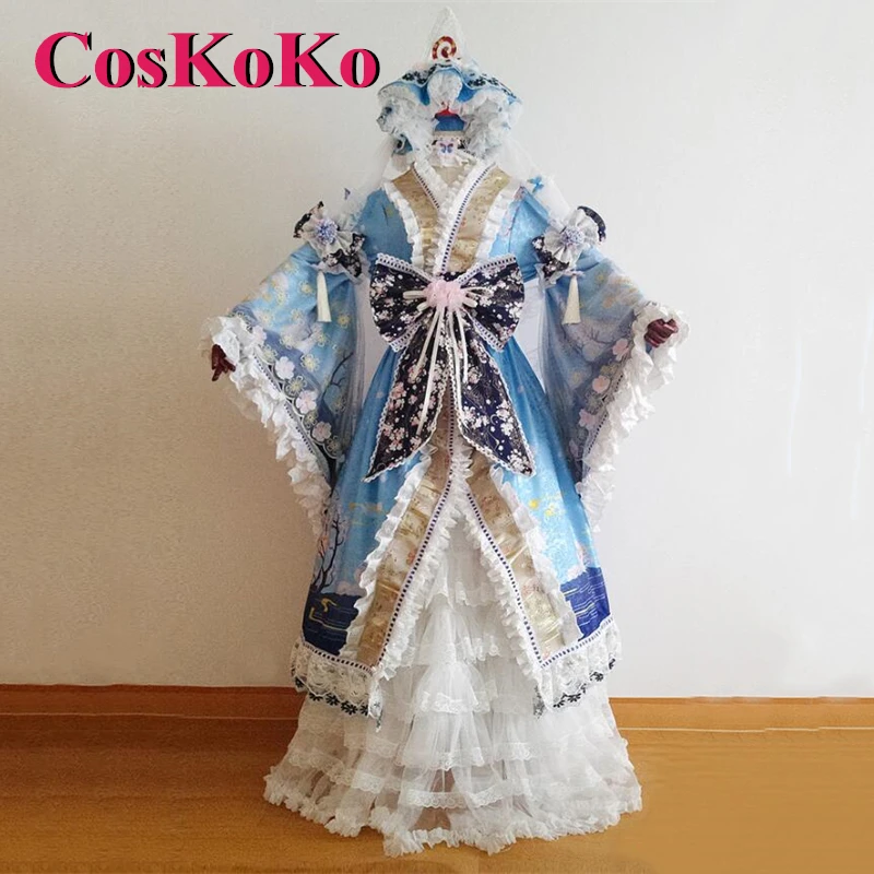 

CosKoKo [Customized] Saigyouji Yuyuko Cosplay Anime Game Touhou Project Costume Sweet Gorgrous Formal Dress Role Play Clothing