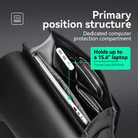 Mark Ryden Classic Business Work Black Leather Backpack 15.6 Inch Laptop Waterproof Bag School Bags Business bacbackpack for men - Image 2