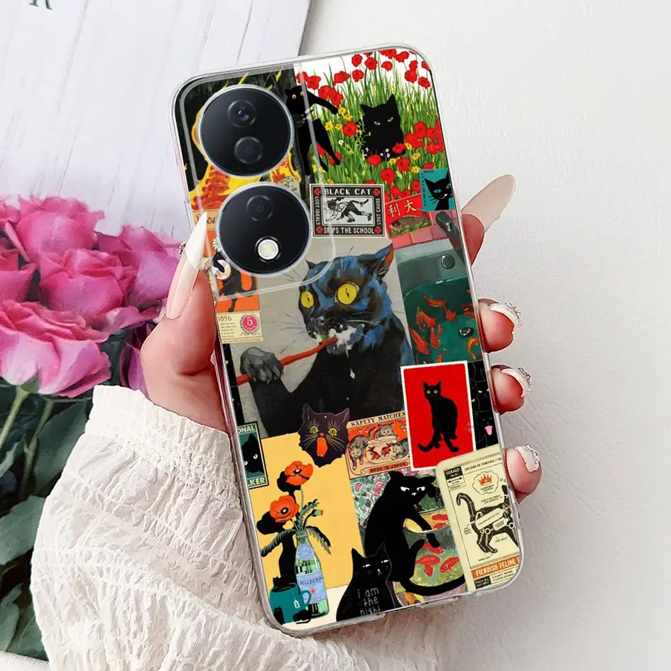 Colorful Flower Clear Silicone Phone Case for Honor X7b and Honor 90