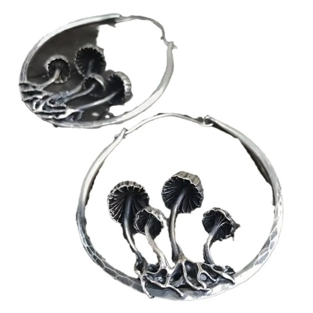 Hoop earrings Bohemian Style Gothic Mushroom Hoop Earrings Unique Alloy Jewelry for Women and Girls Perfect Creative Gift