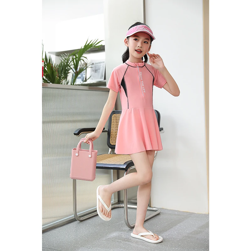 New Girls Swimsuit One-piece Swimwear Print Baby Short Sleeve Kids Toddler Infant Beach Bathing Suits Children