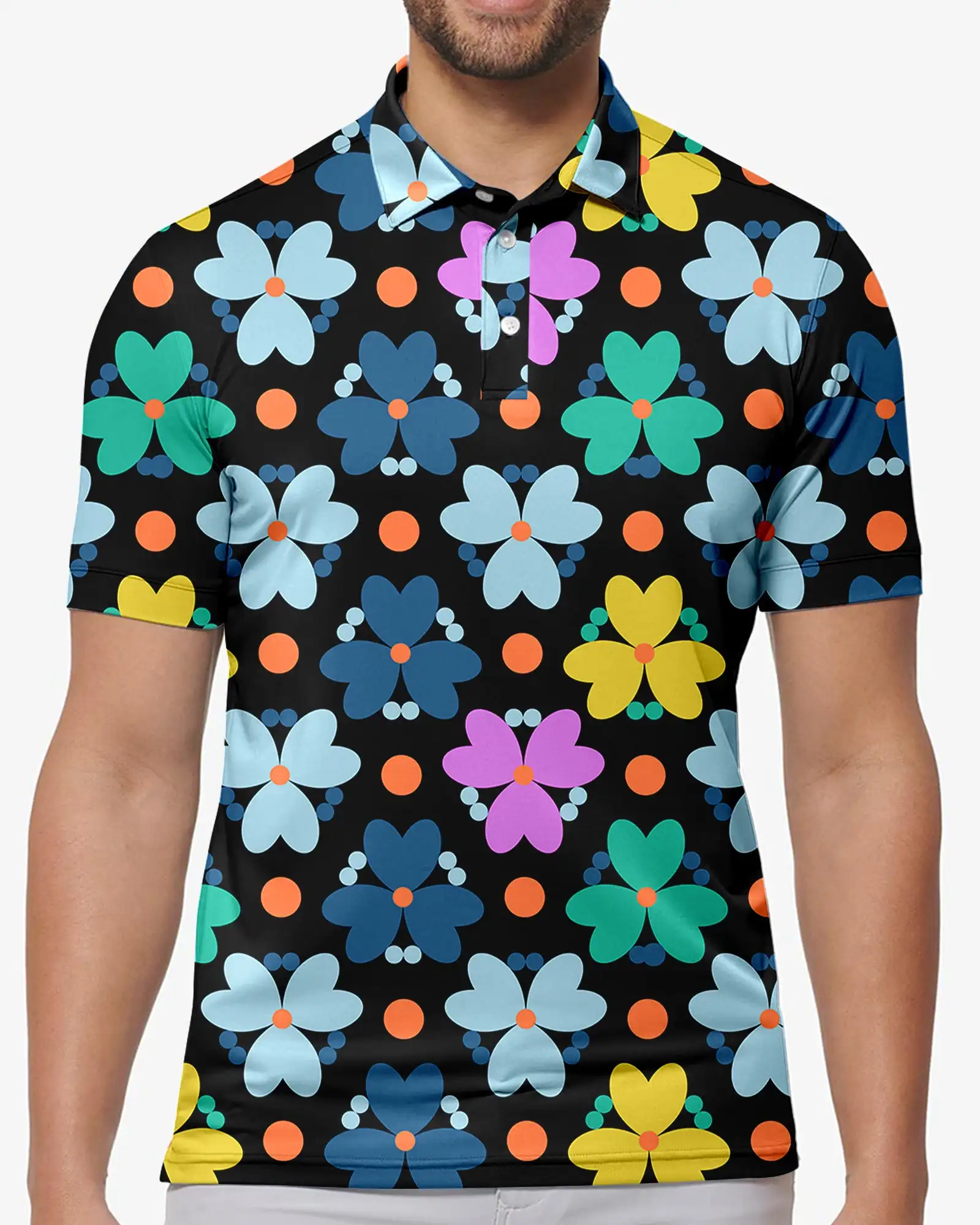 

Modern Flowers Polo T-Shirts Art Print Trending Shirt Summer Short-Sleeve Custom Clothing