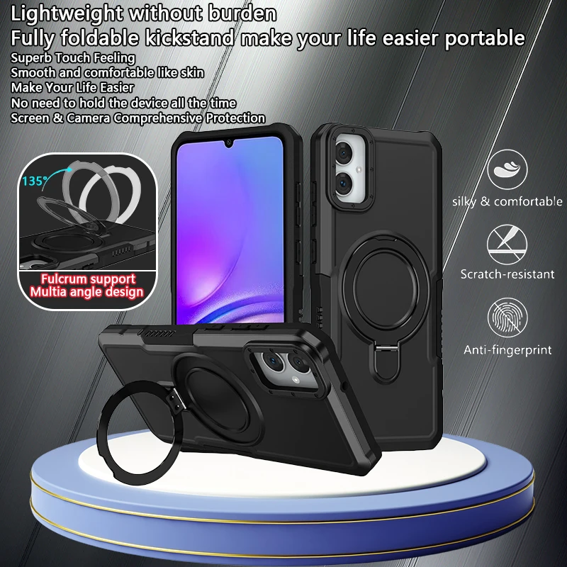 

Чехол для Samsung Galaxy A05 6,7 дюйма, противоударный бампер, армированный чехол-подставка, держатель, чехлы для телефонов Samsung A05, A 05, 05A 2023, задняя крышка с кольцом