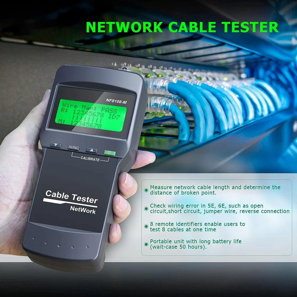 Noyafa NF-8108M Cable tracker Professional Network Cable Tester LCD Display Measure Length Wiremap Tester Network Tools 5