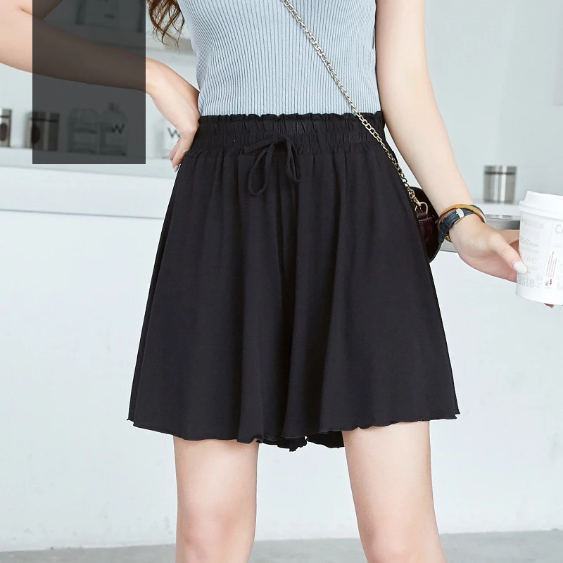 Sports Shorts Girl's Summer New High Waist Wide Leg Pants Casual Shorts Large Size Loose Modal