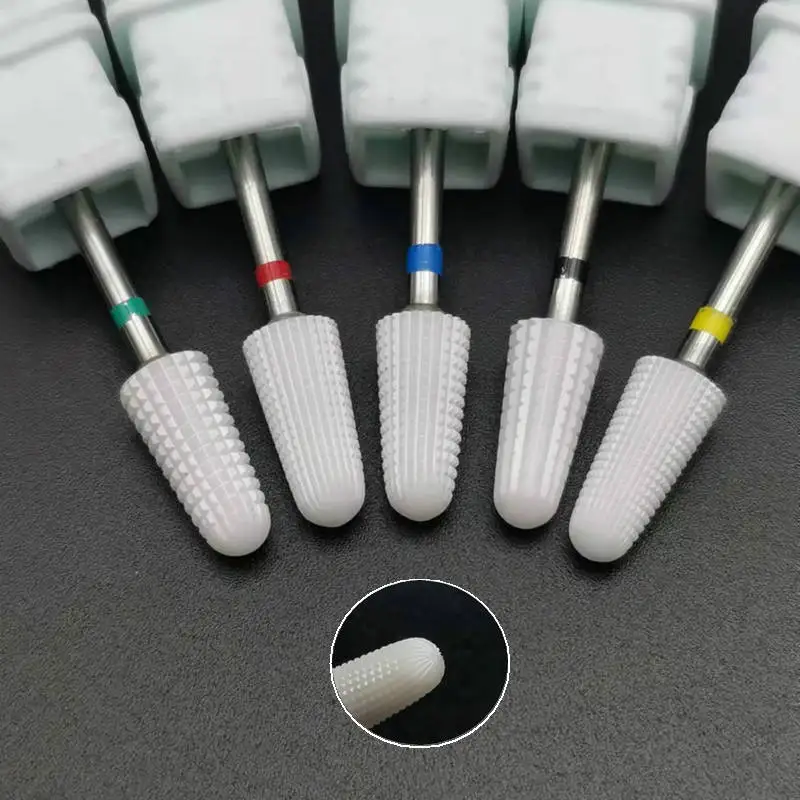Ceramic 5 In 1 Nail Drill Bit Tapered Straight Cut Drill Bit Suitable for Acrylic Nail Glue 3/32" Shank-Drilling Machine 2