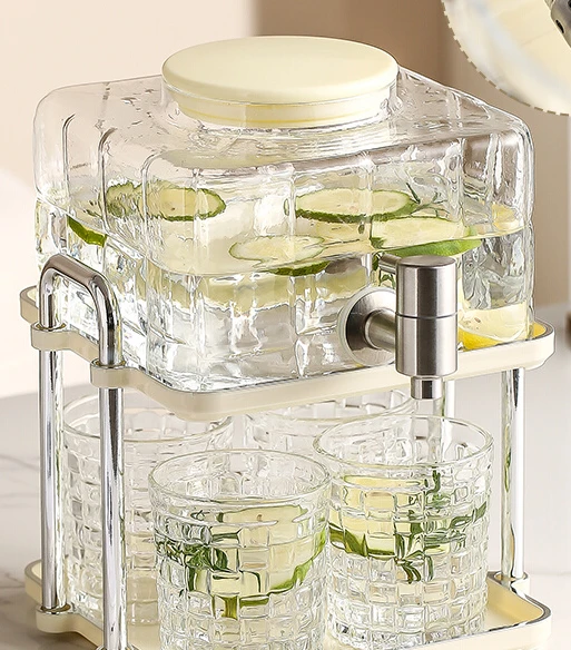 

Internet celebrity refrigerator cold water kettle, glass beverage bucket with faucet, large capacity