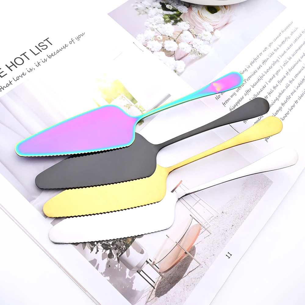 Drmfiy Colorful Dinnerware Set Stainless Steel Cutlery Cake Shovel Knife Pizza Cheese Cake Spatula Baking Accessories Tools