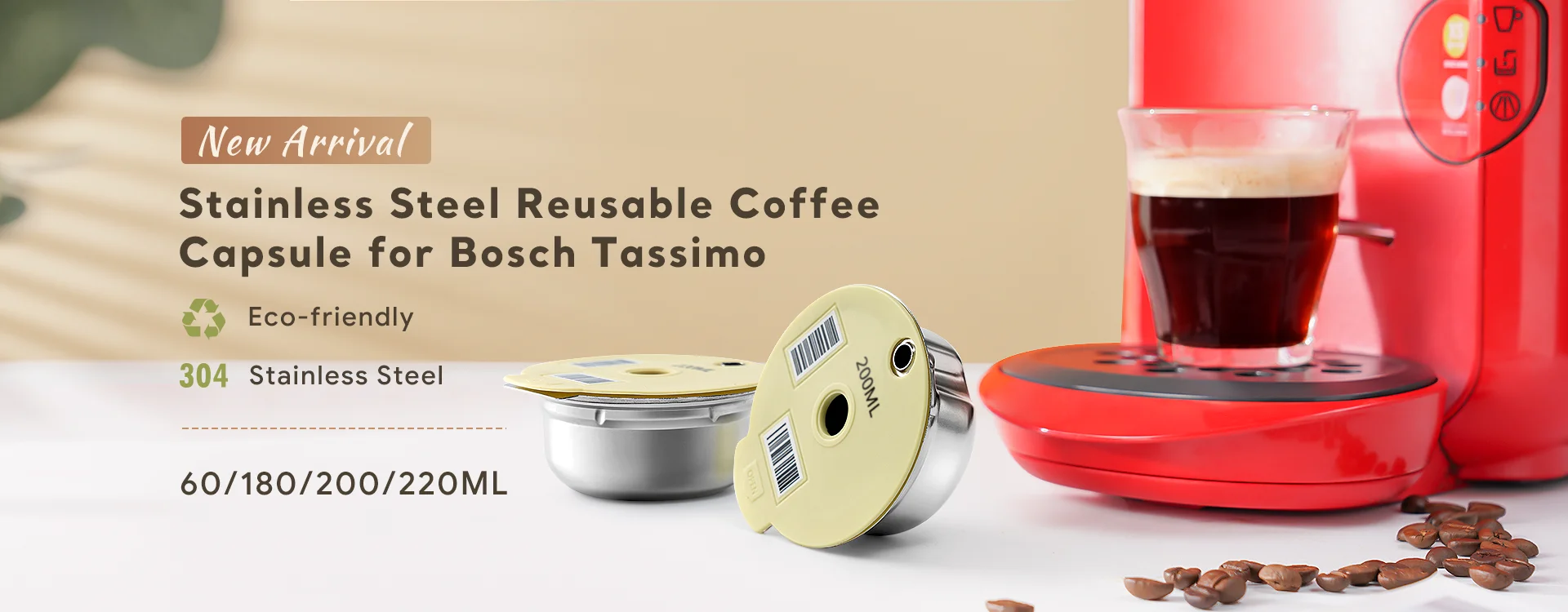  Tassimo Coffee Discs Reusable Plastic Coffee Capsule Pod for  Tassimo Machine Bosch Coffee Brewer, Refillable Tassimo Coffee Filter Pod  With A Stainless Steel Scoop, Orange, 180ml: Home & Kitchen