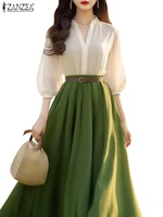 ZANZEA Women Lantern Half Sleeve Dresses Elegant Summer Dress 2025 Spring A-Line Office Lady Vestidos Casual V-Neck Party Robes - Image 5