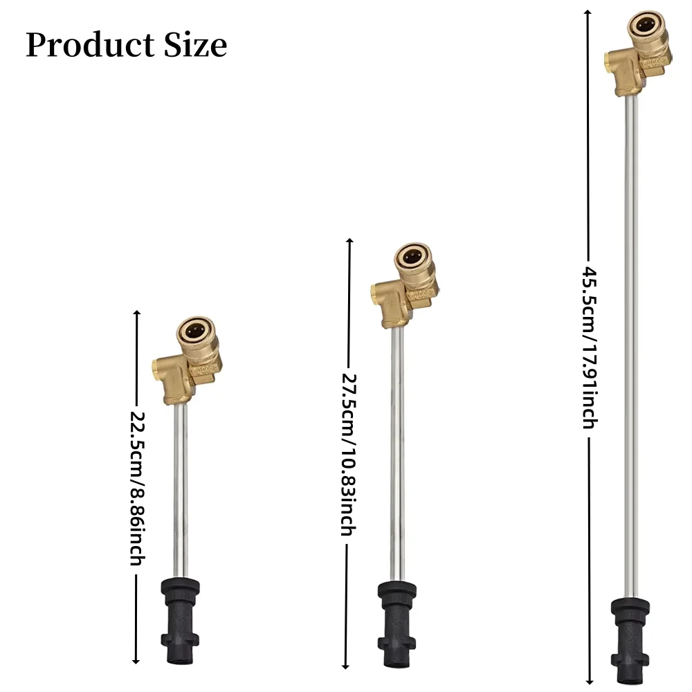 High-Pressure Wash Gun Extension Wand Multiple Specs lenght for Karcher K2/K3/K4/K5/K7 180&deg; Pivoting Coupler & Nozzles Included