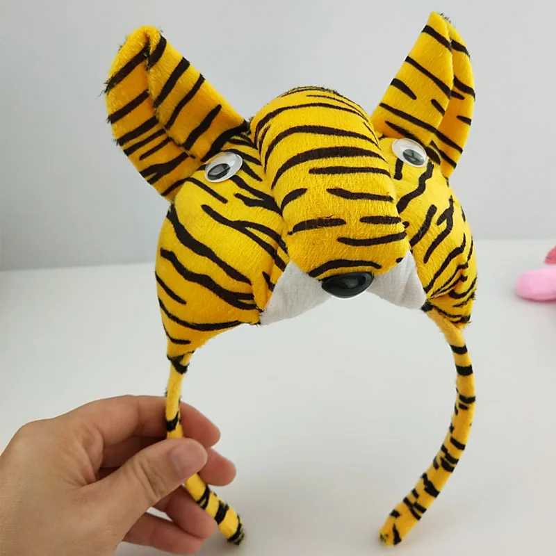 Women Girl Kids Animal Ear Headband Tail Tie Skirt Tutu Jungle Tiger Party Props Birthday Halloween Costume Cosplay