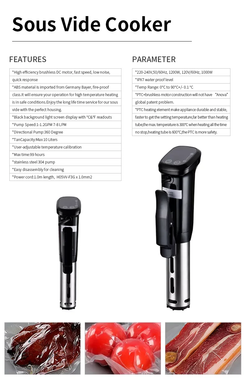 Household fast speed 1500w Ipx7 Machine Sous Vide High Quality Slow cooker slow cooking stick