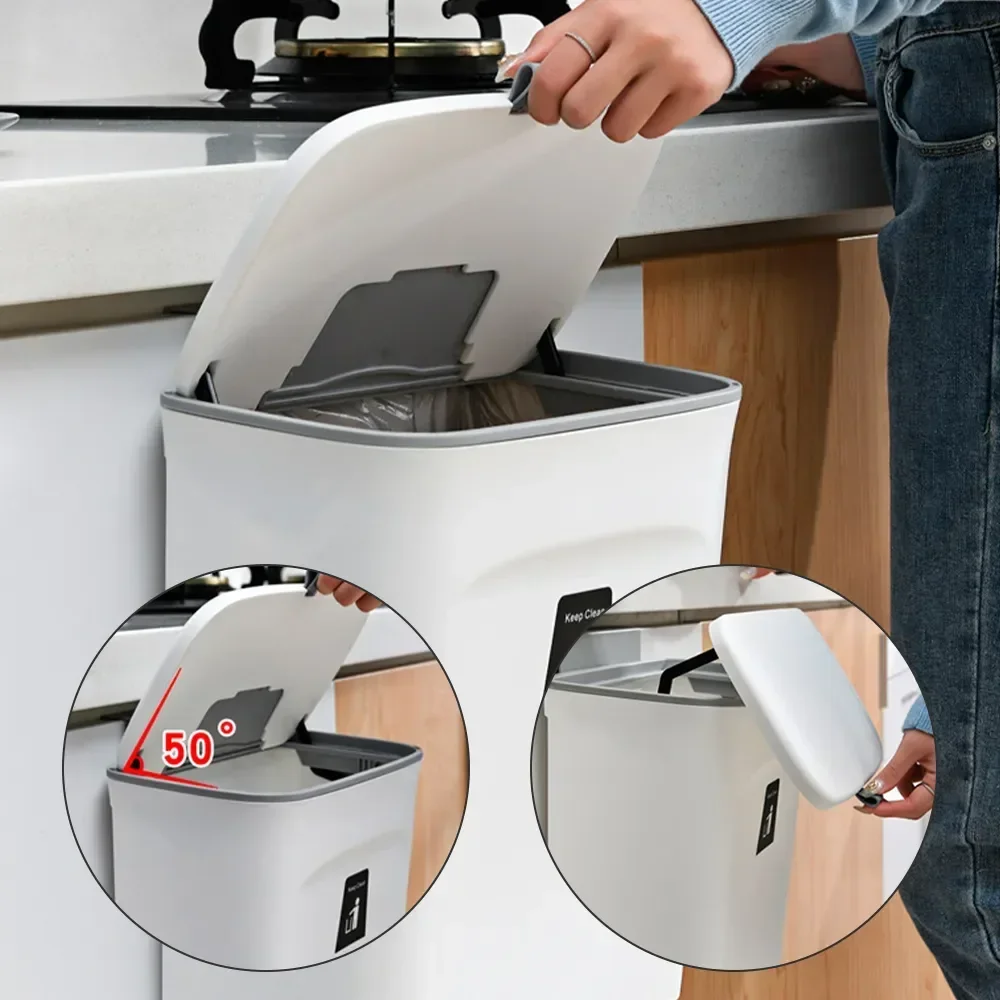 Trash Can 7L, 9L wall mounted with lid, kitchen and bathroom storage bin, garbage bin