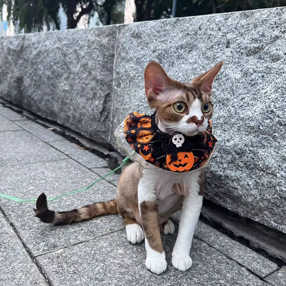 Cute and Soft Cat Dog Pet Necklace Halloween Pet Adjustable Lace Collar Pet Party Bib Scarf Necklace Small Medium Pets