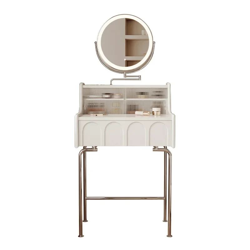 

Modern and minimalist bedroom dressing table French storage desk dressing table cream style small unit storage dressing table