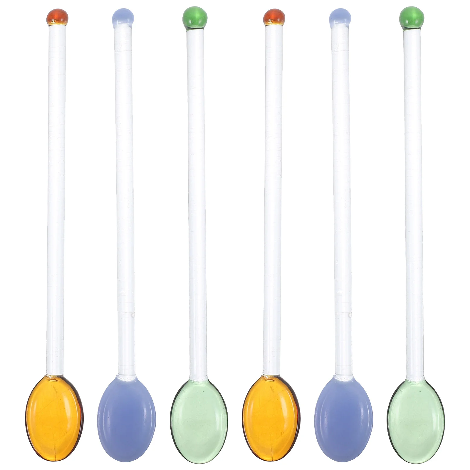 6Pcs Glass Spoon Swizzle Stick Stirring Rod Cocktail Stirrer Drinking Stirrer Bar Tools Kitchen Dining Clear Teaspoons Long