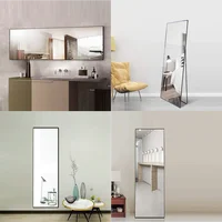 Anajqaqia Полноразмерное напольное зеркало из закаленного стекла, настенное зеркало, 150x40 см, прямоугольная рама из алюминиевого сплава — изображение 3