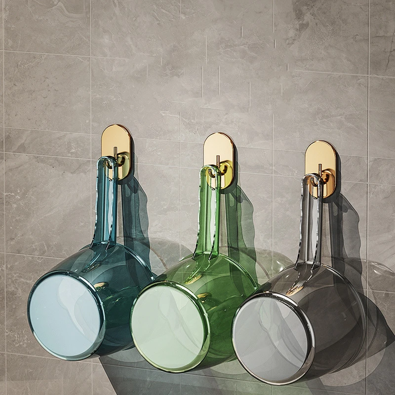 3pcs Light Luxury Water Scoop, Long Handle, Thick Large Water Scoop, Can Be Hung in the Bathroom, Children's Shower Scoop