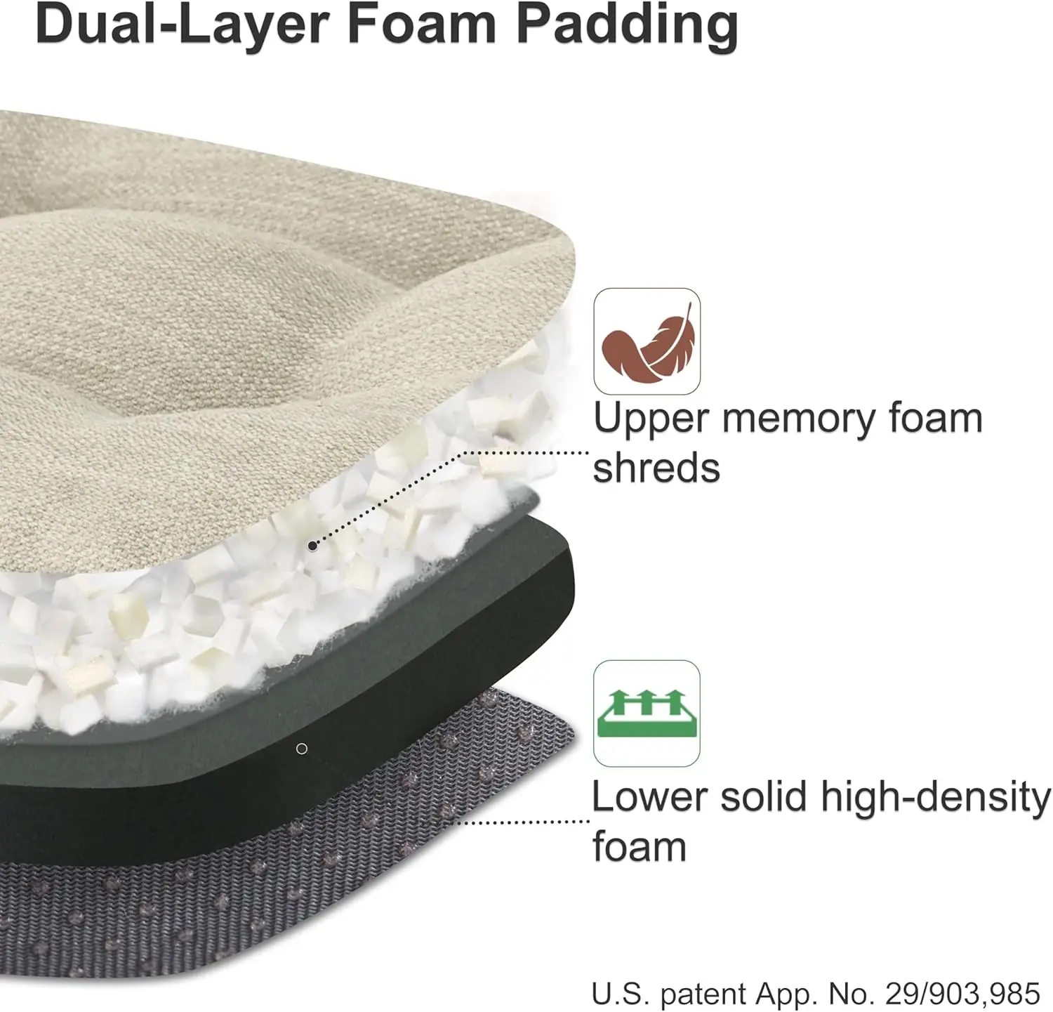 Dining Chair Cushions Set of 6. Dual-Layer Memory Foam. Patented Design. Seat Pads with Ties. 16.5"x16.5"x3.5". Beige.