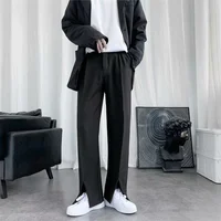 Spring/Summer Black Suit Pants Men Fashion Society Mens Dress Pants Korean Loose Straight Pants Mens Office Formal Trousers 1