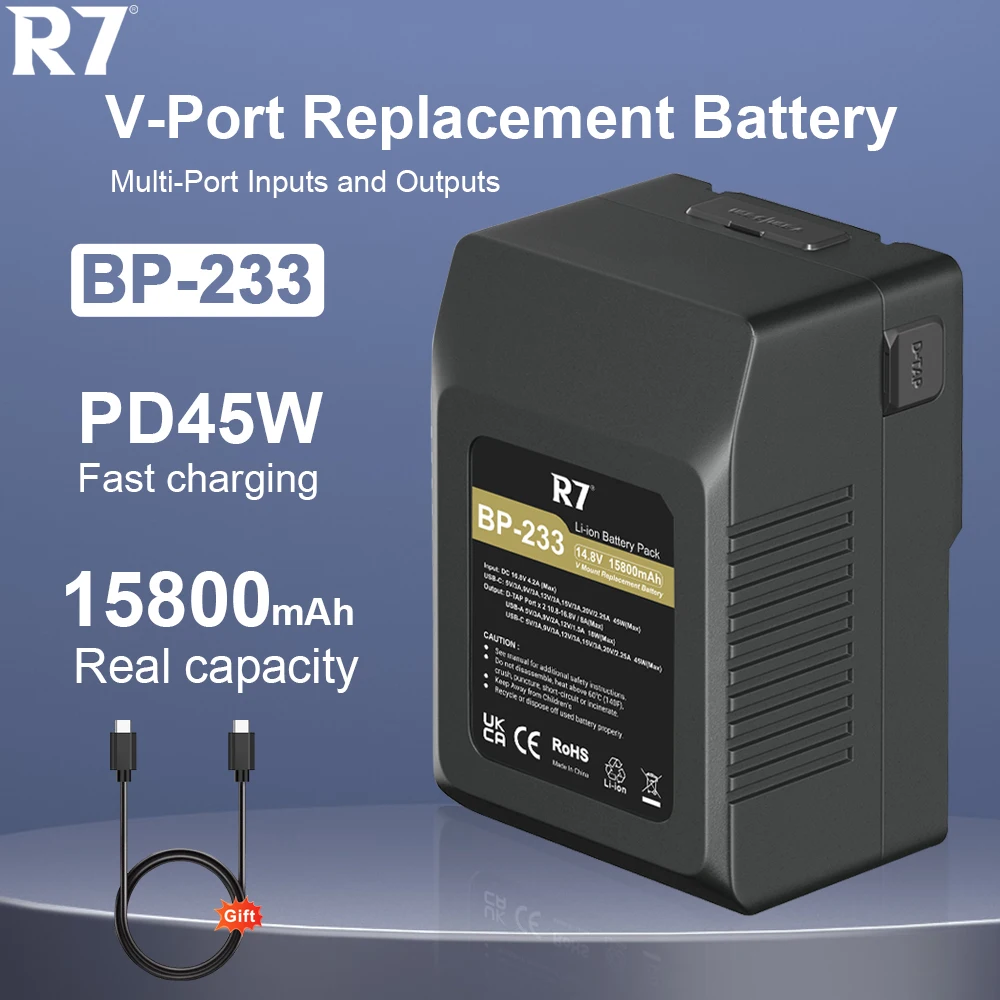 R7 15800Mah V Mount Batteria Bp-233 Per Sony Lock Bp Batterie Led Videocamere Smartphone Camcorder