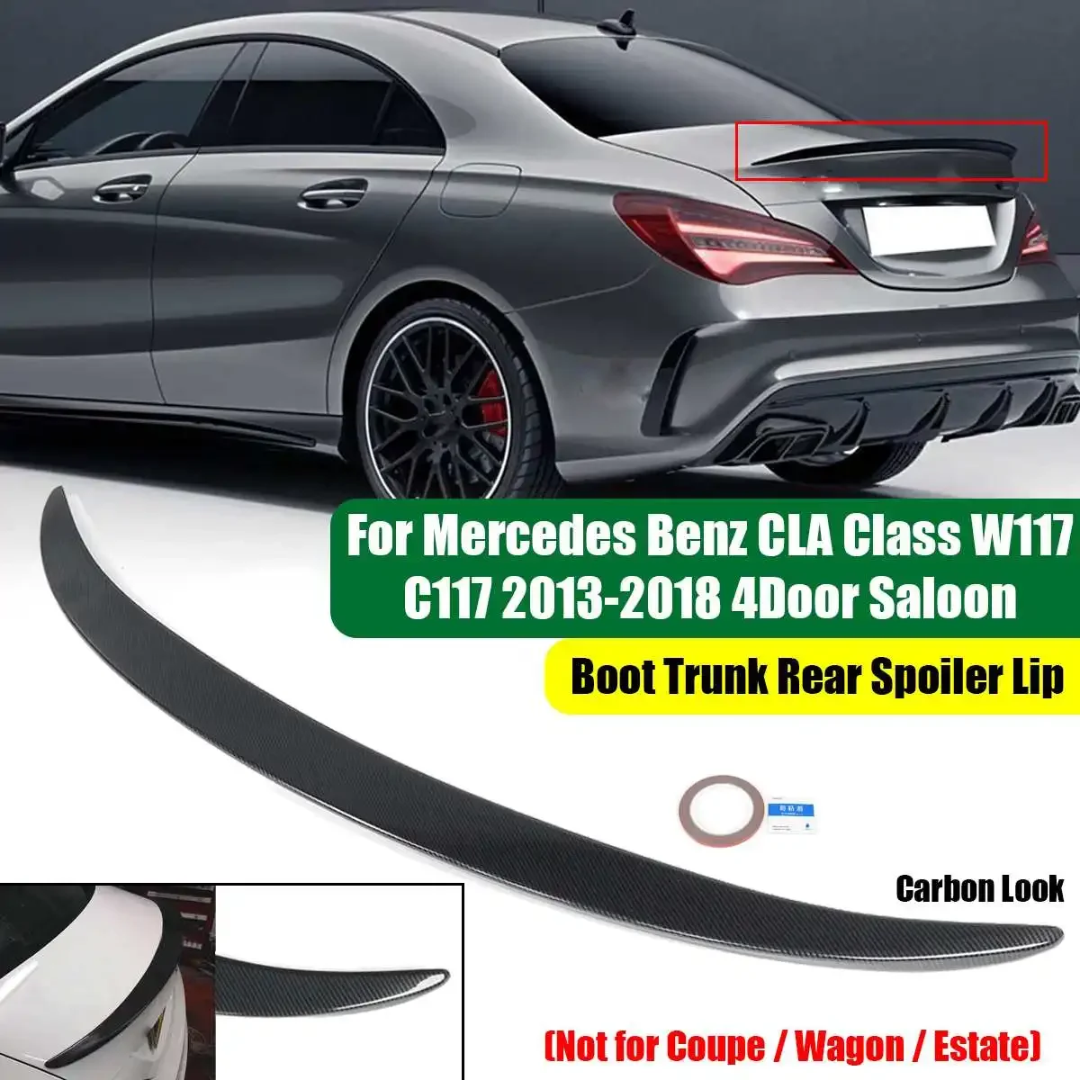 W117 Car Rear Trunk Spoiler Lip Boot Lip Per Mercedes Cla Class W117 C117 2013-2018 4Door Saloon Spoiler Posteriore Wing Lip Body Kit